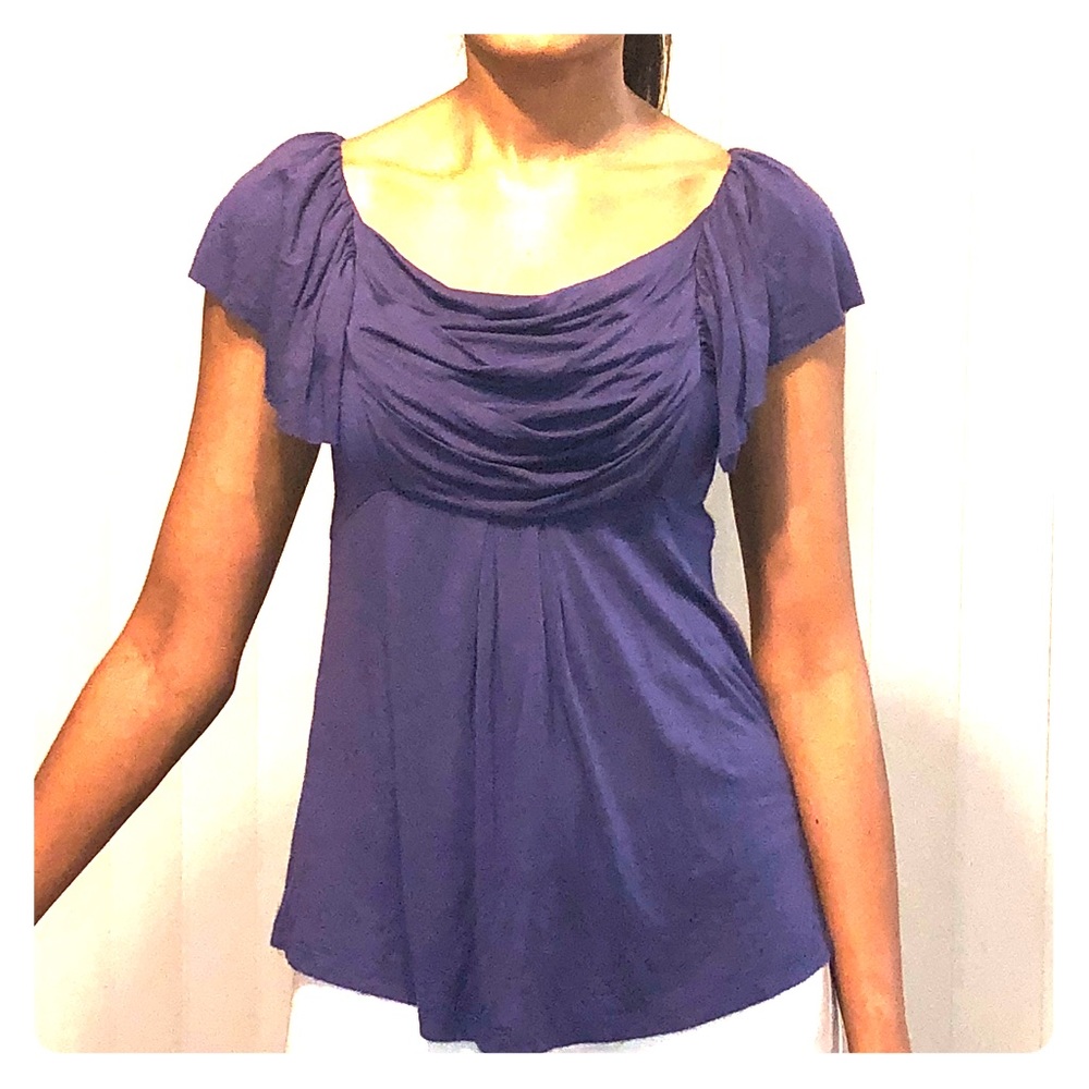 Remanika Purple ruched neck blouse.